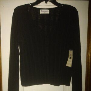 No Boundaries, v-neck ribbed cardigan, black, size  medium..